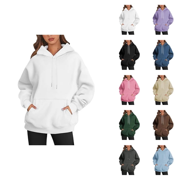 Pullover Hoodies for Women Long Sleeve Trendy Hooded Sweatshirt with Pockets Pullover Top