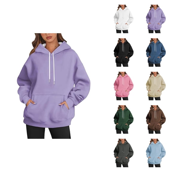 Pullover Hoodies for Women Long Sleeve Trendy Hooded Sweatshirt with Pockets Pullover Top