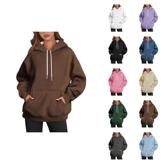 Pullover Hoodies for Women Long Sleeve Trendy Hooded Sweatshirt with Pockets Pullover Top