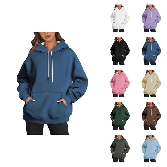 Pullover Hoodies for Women Long Sleeve Trendy Hooded Sweatshirt with Pockets Pullover Top