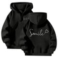 thumbnail image 1 of Pullover Hoodies for Women Trendy 2025 Hoodie Teen Girls Lined Preppy Clothes Outwear Loungewear Fall Winter Warm Tops Clothes (Black, L), 1 of 5