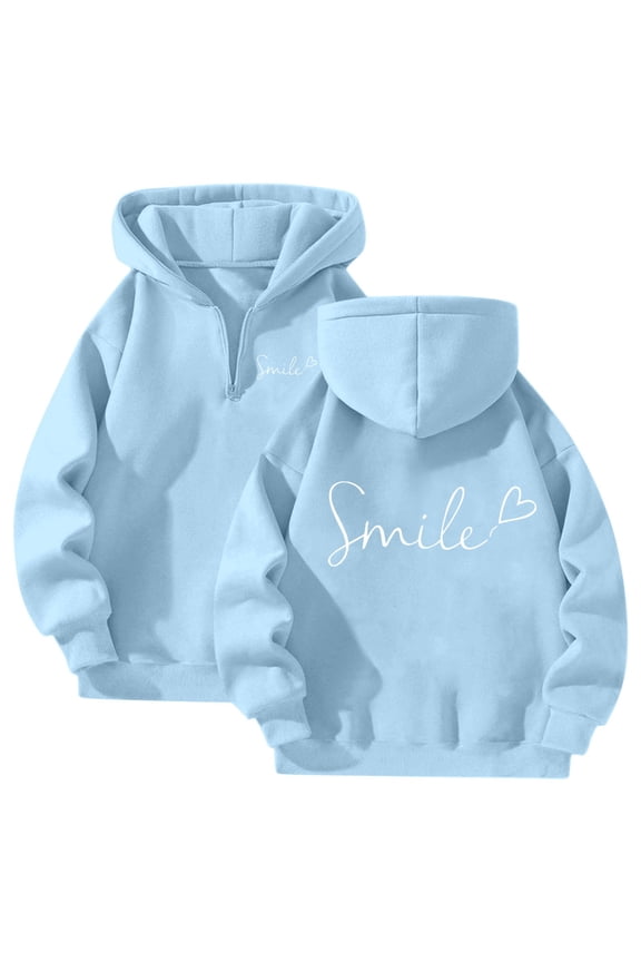 Pullover Hoodies for Women Trendy 2025 Hoodie Teen Girls Lined Preppy Clothes Outwear Loungewear Fall Winter Warm Tops Clothes (Light Blue, L)