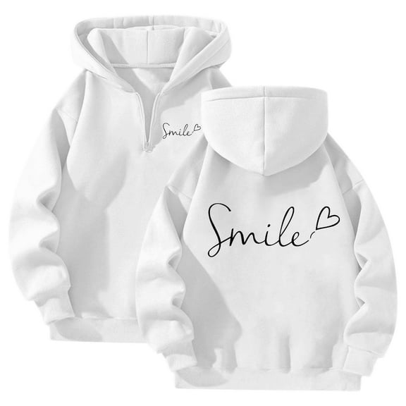 Pullover Hoodies for Women Trendy 2025 Hoodie Teen Girls Lined Preppy Clothes Outwear Loungewear Fall Winter Warm Tops Clothes (White, L)