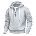thumbnail image 1 of Pullover Hoodies with Quarter Zipper Long Sleeve Fleece Lined Sweatshirts Mens Casual Solid Color Thermal Warm Athletic Workout Hooded Shirts, 1 of 6
