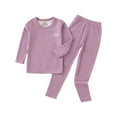 thumbnail image 1 of Pullover and Jogger Set New Kids Thermal Underwear Set Boys Thermal Set Long Sleeve Base Layer Thermals Tops Warm Set for Cold Weather Fall Winter Clothing Set Purple 7Y, 1 of 6