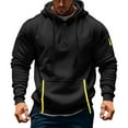 thumbnail image 1 of Pullover Mens Jacket Winter Drawstring Black Plain Hoodies Casual Long Sleeve Button Mens Outerwear, 1 of 4