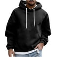 thumbnail image 1 of Pullover Plain Hoodie for Men Casual Front Pocket Long Sleeve Cotton Fleece Hooded Sweatshirts Drawstring Tops (Large, Black), 1 of 5