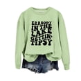thumbnail image 1 of Pullover Sweater Vest Women Winter Fall Loose Crewneck Long-sleeved Cap One Shoulder with Pocket Graphiprint Cotton Tops Sweatshirt(Light Green,L), 1 of 3