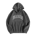 thumbnail image 1 of Pullover Sweater Vest Women Winter Oversized Hooded Long Sleeve Rolled One Shoulder Drawstring Graphiprint Leisure Cotton Sweatshirts Hoodies(Dark Gray,M), 1 of 2