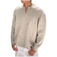 thumbnail image 1 of Pullover Sweater for Men Casual Winter Cotton Knit V Neck Sweatshirt Long Sleeve Knit Tops Loose Fit Knitwear (XL, Beige), 1 of 7