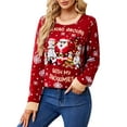thumbnail image 1 of Pullover Sweater for Women Crewneck Ugly Christmas Multi Graphic Winter Clothes Lightweight Fall Long Sleeve knitted Sweaters Tops,Red Alsol Lamesa, 1 of 6