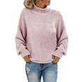 thumbnail image 1 of Pullover Sweaters For Women Turtleneck Fitted Sweater Fall Long Sleeve Solid Color Knit Jumper Tops, 1 of 5