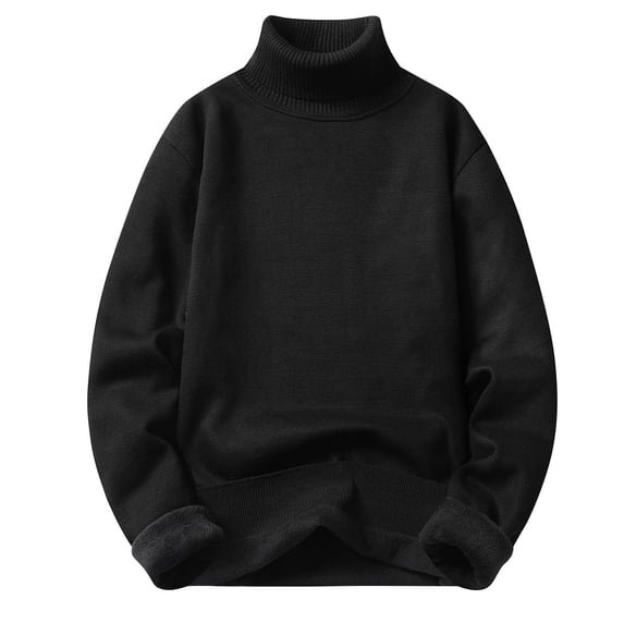 Pullover Sweaters for Men Turtleneck Shirt Men Winter Casual Solid Color Long Sleeved High Round Neck Sweater Slim Fit Turtleneck Tops with Ribbing Edge