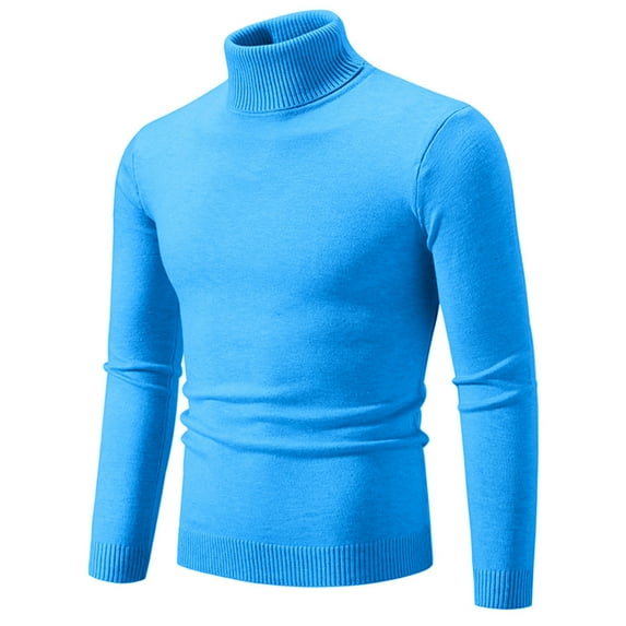 Pullover Sweaters for Men Turtleneck Shirt Men Winter Casual Solid Color Long Sleeved High Round Neck Sweater Slim Fit Turtleneck Tops with Ribbing Edge