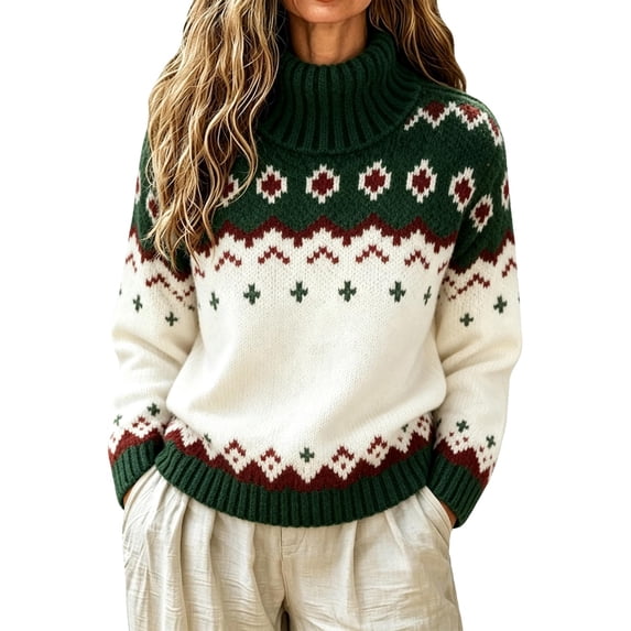 Pullover Sweaters for Women Fair Isle Sweater Women Scoop Neck Tops Fall Outfits Long Sweaters Plus Size Sweater Knit Sweater Retro Sweaters Oversized Sweaters