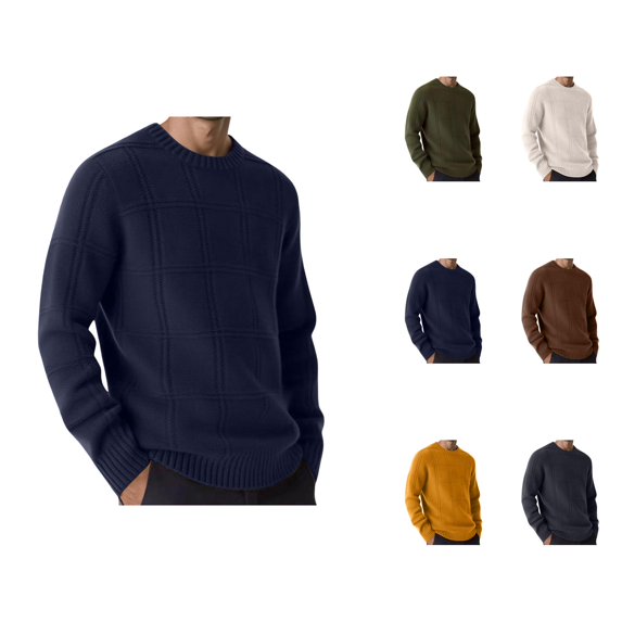 Pullover Sweaters for Men Long Sleeve Relaxed Fit Casual Crewneck Knit Sweater Fall Winter Clothes