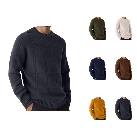 Pullover Sweaters for Men Long Sleeve Relaxed Fit Casual Crewneck Knit Sweater Fall Winter Clothes