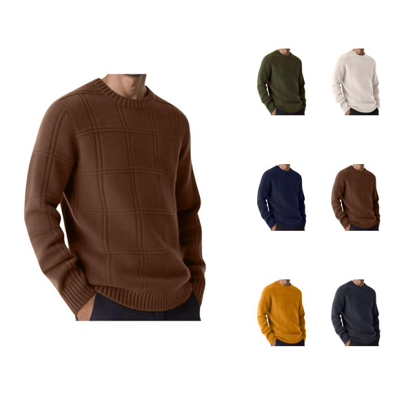 Pullover Sweaters for Men Long Sleeve Relaxed Fit Casual Crewneck Knit Sweater Fall Winter Clothes