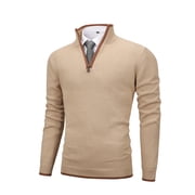 Pullover Sweaters for Men Quarter-Zip Long Sleeve Solid Casual Knit