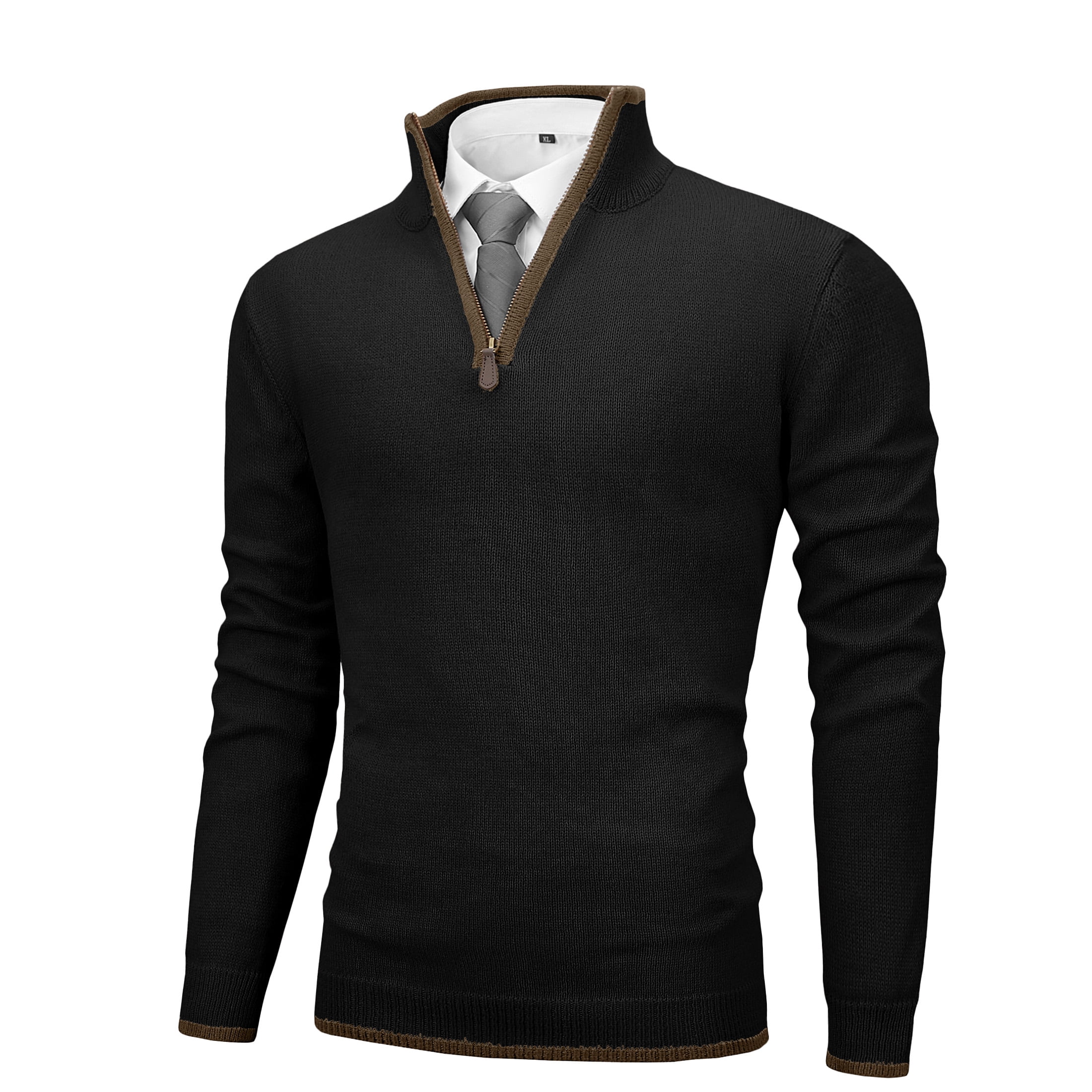 Pullover Sweaters for Men Quarter-Zip Long Sleeve Solid Casual Knit