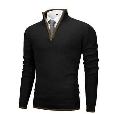 Pullover Sweaters for Men Quarter-Zip Long Sleeve Solid Casual Knit
