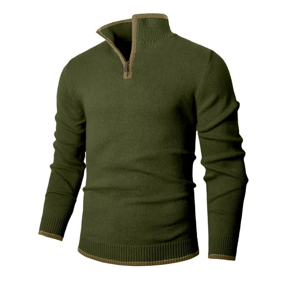 Pullover Sweaters for Men Quarter-Zip Long Sleeve Solid Casual Knit
