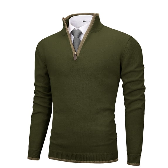 Pullover Sweaters for Men Quarter-Zip Long Sleeve Solid Casual Knit