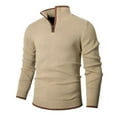 thumbnail image 1 of Pullover Sweaters for Men Quarter-Zip Long Sleeve Solid Casual Knit, 1 of 7