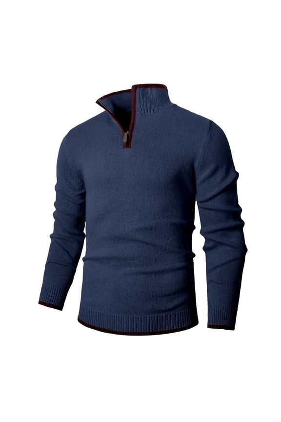 Pullover Sweaters for Men Quarter-Zip Long Sleeve Solid Casual Knit