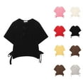 thumbnail image 1 of Pullover Sweaters for Women 2025 Knit Cropped Sweater Vest Side Bow Tie Crew Neck Trendy Fall Outfits, 1 of 3