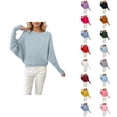 thumbnail image 1 of Pullover Sweaters for Women 2025 Long Batwing Sleeve Crewneck Oversized Plain Knitted Sweater Tops Fall Winter Outfits, 1 of 5