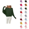 thumbnail image 1 of Pullover Sweaters for Women 2025 Long Batwing Sleeve Crewneck Oversized Plain Knitted Sweater Tops Fall Winter Outfits, 1 of 5
