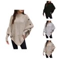 thumbnail image 1 of Pullover Sweaters for Women 2025 Long Batwing Sleeve Turtleneck Button Cable Knit Sweater Tops Fall Winter Outfits, 1 of 6