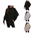 thumbnail image 1 of Pullover Sweaters for Women 2025 Long Batwing Sleeve Turtleneck Button Cable Knit Sweater Tops Fall Winter Outfits, 1 of 6