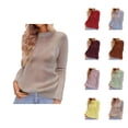 thumbnail image 1 of Pullover Sweaters for Women 2025 Long Sleeve Crewneck Loose Plain Basic Knitted Sweater Tops Fall Winter Outfits, 1 of 7