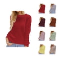 thumbnail image 1 of Pullover Sweaters for Women 2025 Long Sleeve Crewneck Loose Plain Basic Knitted Sweater Tops Fall Winter Outfits, 1 of 7