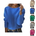 thumbnail image 1 of Pullover Sweaters for Women 2025 Long Sleeve Crewneck Loose Plain Ribbed Knit Cropped Sweater Tops Fall Winter Outfits, 1 of 6