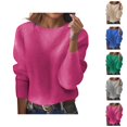 thumbnail image 1 of Pullover Sweaters for Women 2025 Long Sleeve Crewneck Loose Plain Ribbed Knit Cropped Sweater Tops Fall Winter Outfits, 1 of 6