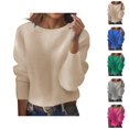 thumbnail image 1 of Pullover Sweaters for Women 2025 Long Sleeve Crewneck Loose Plain Ribbed Knit Cropped Sweater Tops Fall Winter Outfits, 1 of 6