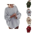thumbnail image 1 of Pullover Sweaters for Women 2025 Long Sleeve Crewneck Loose Plus Size Plain Ribbed Knit Sweater Tops Fall Winter Outfits, 1 of 6