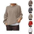 thumbnail image 1 of Pullover Sweaters for Women 2025 Long Sleeve Crewneck Loose Slouchy Plain Knitted Sweater Tops Fall Winter Outfits, 1 of 6