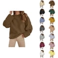 thumbnail image 1 of Pullover Sweaters for Women 2025 Long Sleeve Crewneck Oversized Casual Plain Sweater Tops Fall Winter Outfits, 1 of 6