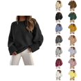thumbnail image 1 of Pullover Sweaters for Women 2025 Long Sleeve Crewneck Oversized Casual Plain Sweater Tops Fall Winter Outfits, 1 of 6