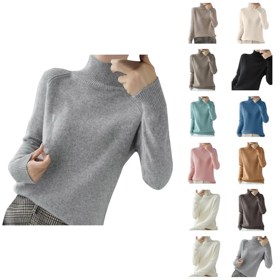 Pullover Sweaters for Women 2025 Long Sleeve Turtleneck Loose Plain Knitted Sweater Jumper Tops Fall Winter Outfits