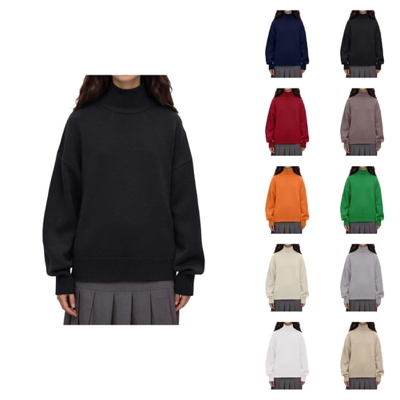 Pullover Sweaters for Women 2025 Long Sleeve Turtleneck Oversized Plain Basic Knitted Sweater Tops Fall Winter Outfits