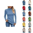 thumbnail image 1 of Pullover Sweaters for Women 2025 Long Sleeve Turtleneck Plain Basic Ribbed Knit Sweater Jumper Tops Fall Winter Outfits, 1 of 6