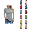 thumbnail image 1 of Pullover Sweaters for Women 2025 Long Sleeve Turtleneck Plain Basic Ribbed Knit Sweater Jumper Tops Fall Winter Outfits, 1 of 6