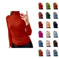 thumbnail image 1 of Pullover Sweaters for Women 2025 Long Sleeve Turtleneck Plain Basic Ribbed Knit Sweater Tops Fall Winter Outfits, 1 of 5