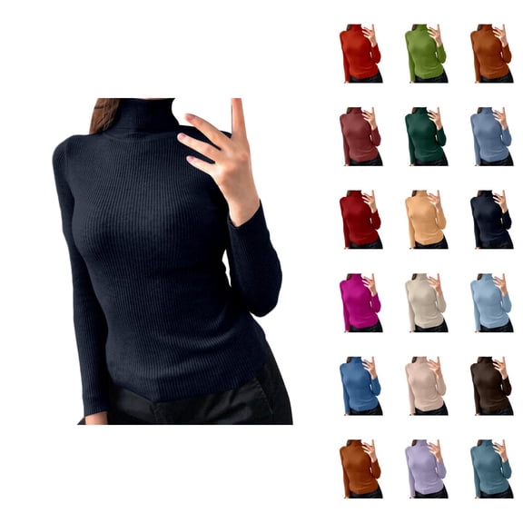 Pullover Sweaters for Women 2025 Long Sleeve Turtleneck Plain Basic Ribbed Knit Sweater Tops Fall Winter Outfits