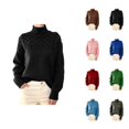 thumbnail image 1 of Pullover Sweaters for Women 2025 Long Sleeve Turtleneck Plain Cable Knit Sweater Tops Fall Winter Outfits, 1 of 5